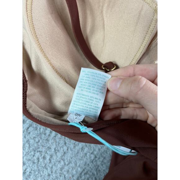 Kona Sol Swimsuit Women Large Brown Padded Accent One Piece Medium Coverage NWT - Picture 10 of 11